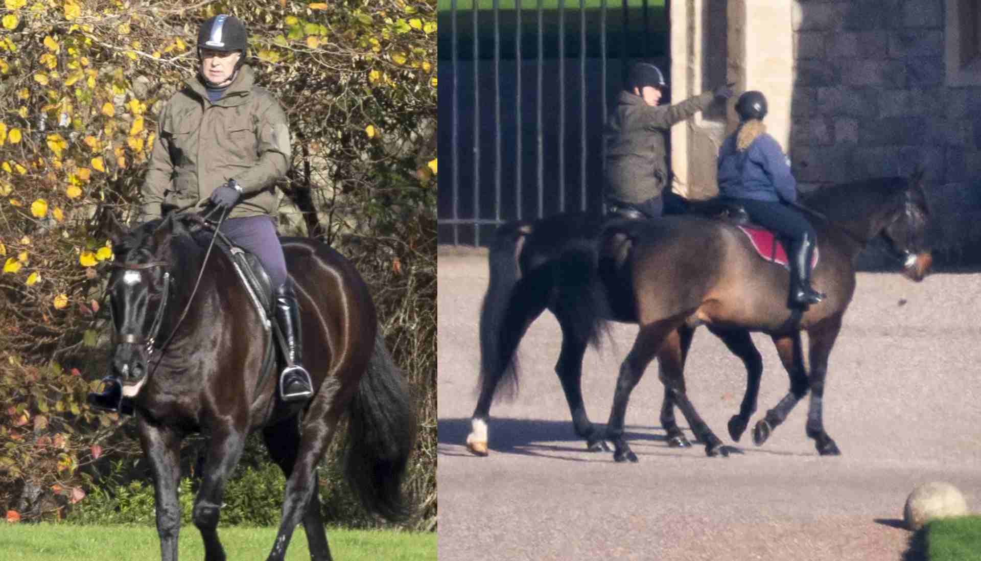 The former duke was spotted riding a horse