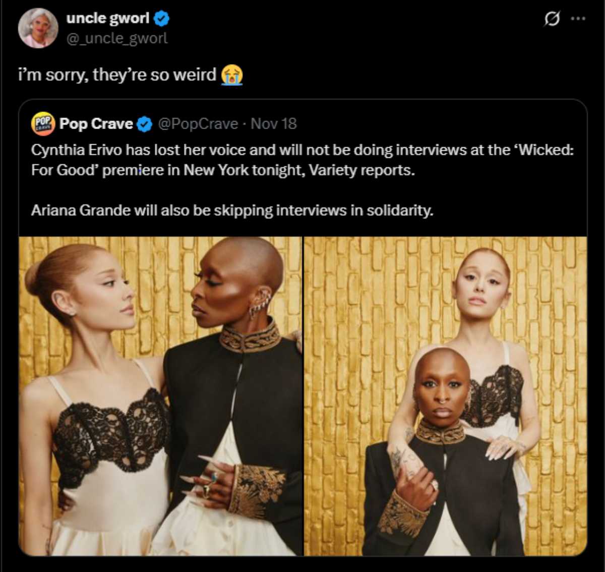 Ariana Grande, Cynthia Erivo’s ‘creepy’ bond gets another ‘bizarre update