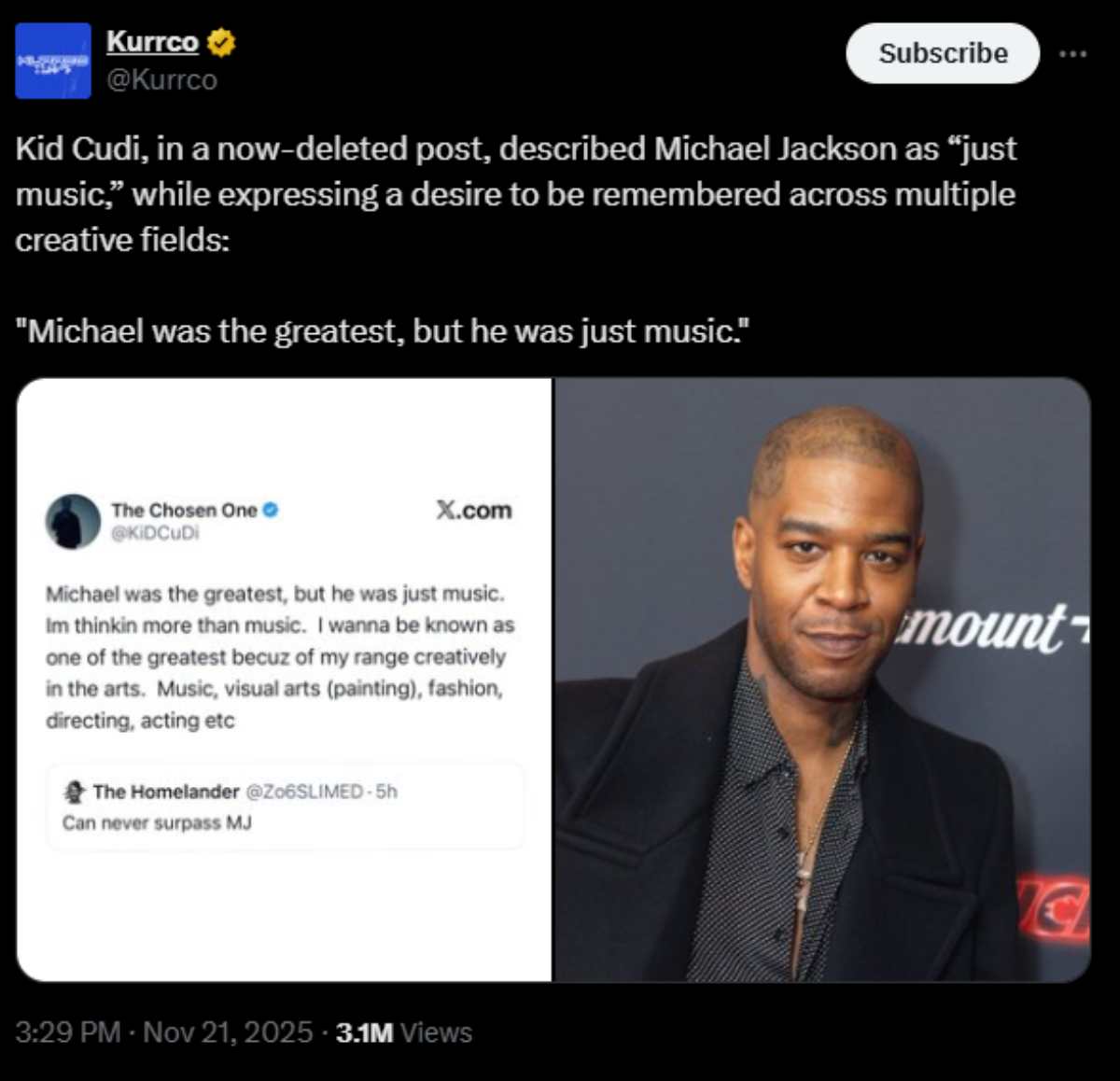 Kid Cudi rushes to delete remark downplaying Michael Jackson’s career