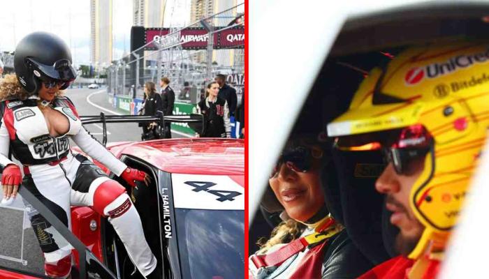 Beyonce appears nervous at F1 LV Grand Prix with Lewis Hamilton