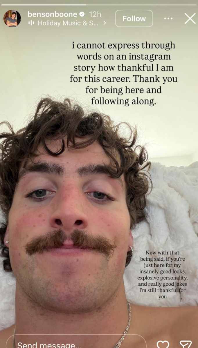 Benson Boone makes smug comment for non-supporters