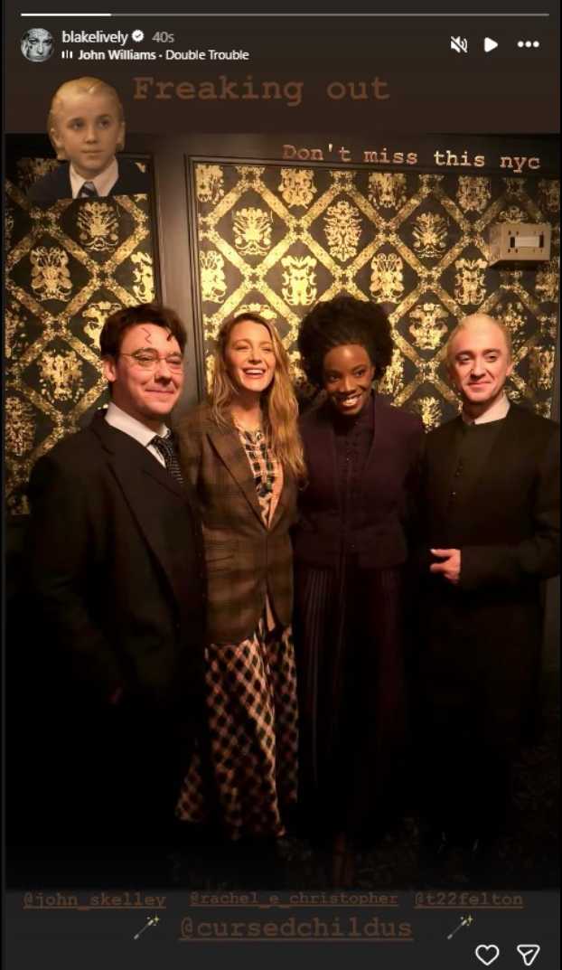 Blake Lively enjoys fan girl moment with Harry Potter star Tom Felton