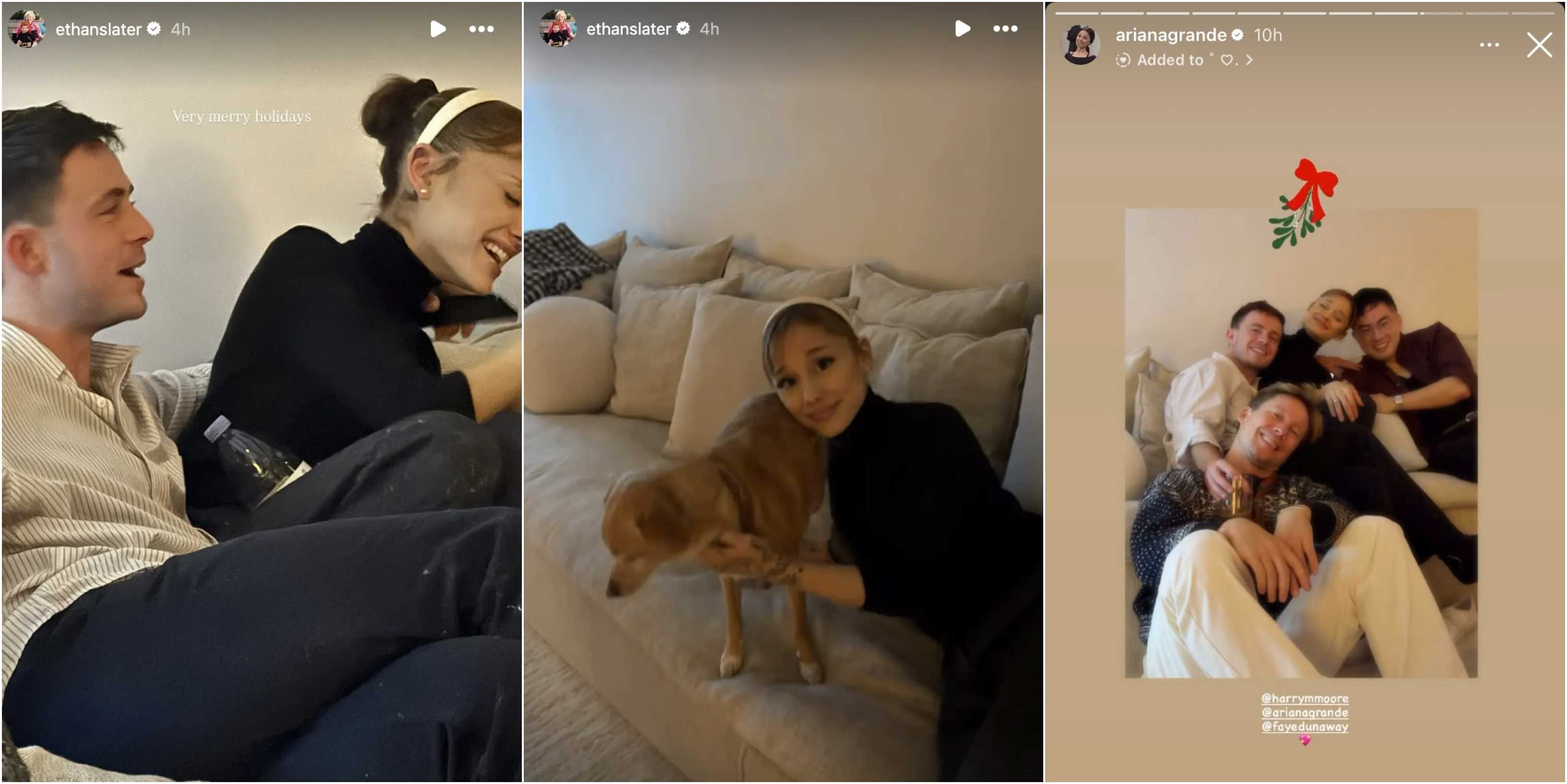 Ethan Slater, Ariana Grande mark ‘merry holidays’ with friends