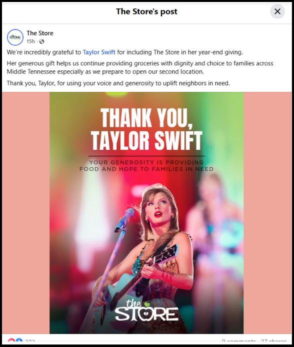 Taylor Swift extends generous hand to famous musician