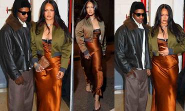 Rihanna stuns in satin look while supporting A$AP Rocky’s new album