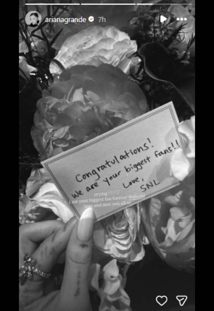 Ariana Grande moves to tears with SNL heartfelt message