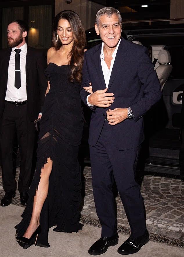 George, Amal Clooney serve major couple goals in Milan