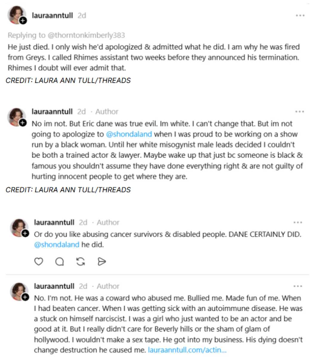 ‘Grey’s Anatomy’ extra claims she got late Eric Dane fired from show