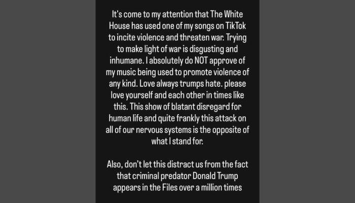 Kesha diverts attention to Donald Trump after White House use of Blow