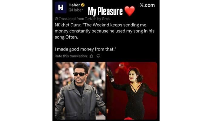 Nükhet Duru still cashing in on The Weeknds Often