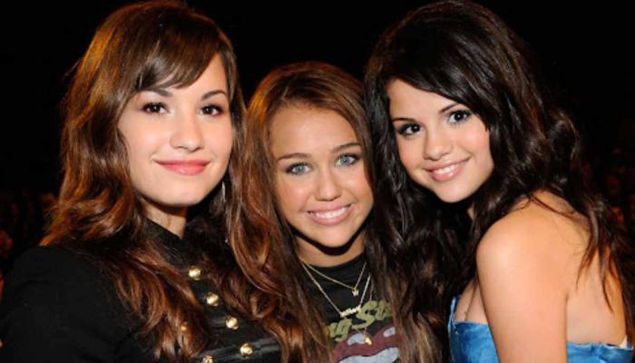Demi Lovato (left), Miley Cyrus (middle), Selena Gomez (right)