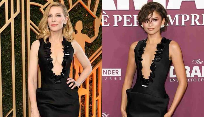Cate Blanchett in Armani  (Left): Zendaya borrows Armani dress (Right)