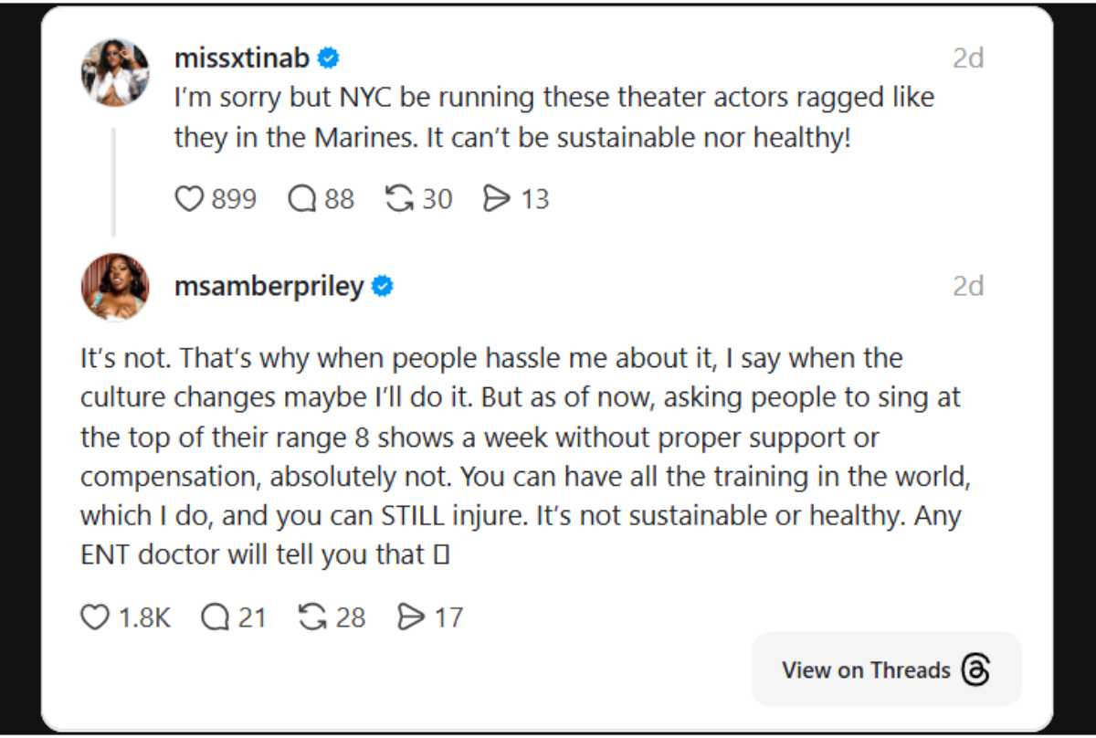 Amber Riley speaks ‘against’ Broadway after Megan Thee Stallion injury