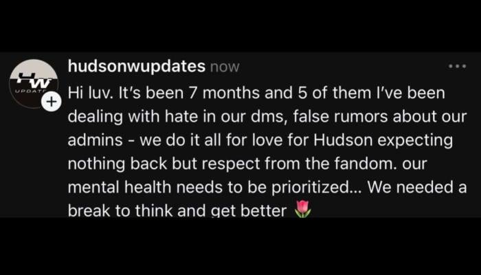 Hudson Williams best update account faces hatred and false rumours