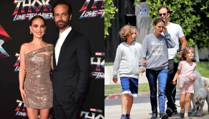 Natalie Portman with ex husband Benjamin Millepied and children, Aleph and Amalia