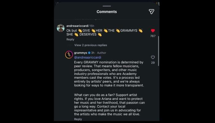 Ariana Grande fans deny Academy Awards claim of being transparent