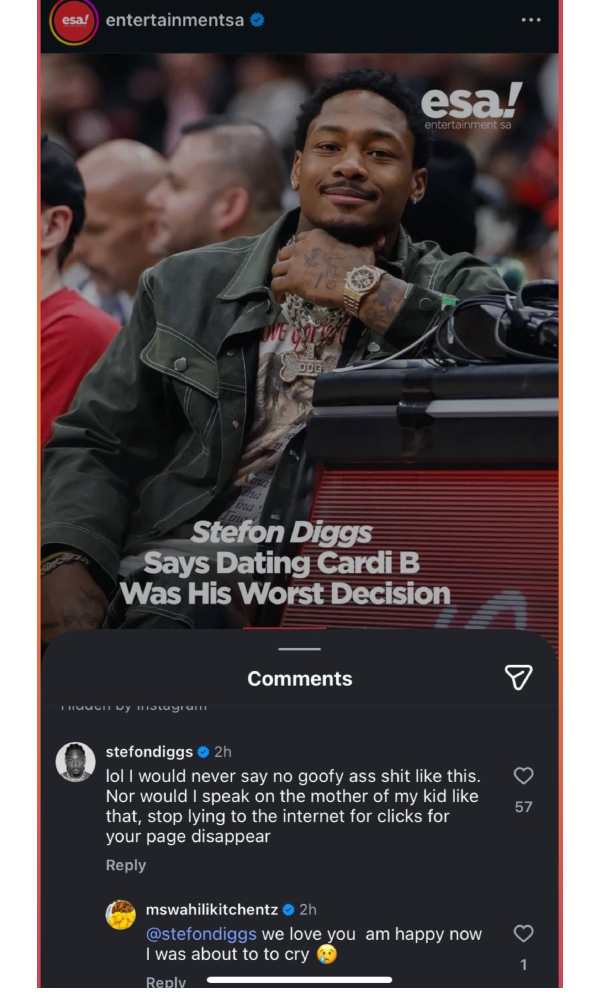 Stefon Diggs strictly warns outlet for defaming Cardi B: ‘Stop lying’