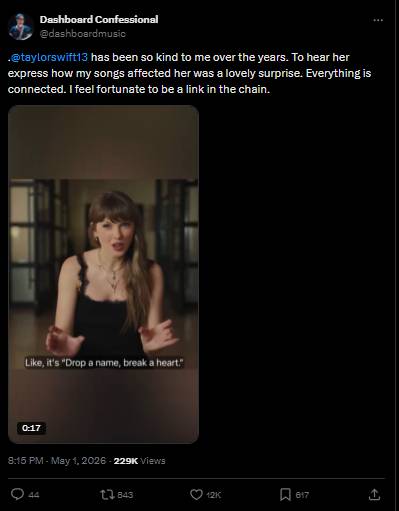 Taylor Swift receives response from American rock band