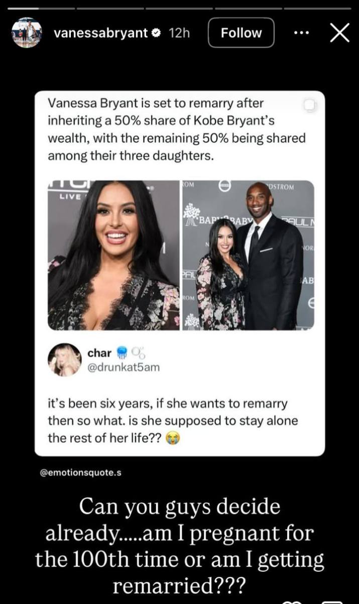 Vanessa Bryant breaks silence on marriage, pregnancy speculation