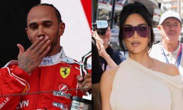 Lewis Hamilton rushes to Kim Kardashian after lifting P2 trophy at F1 event