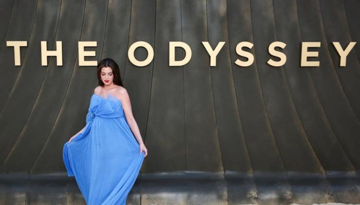 Anne Hathaway reveals sweet story behind her blue Dior dress for The Odyssey premiere