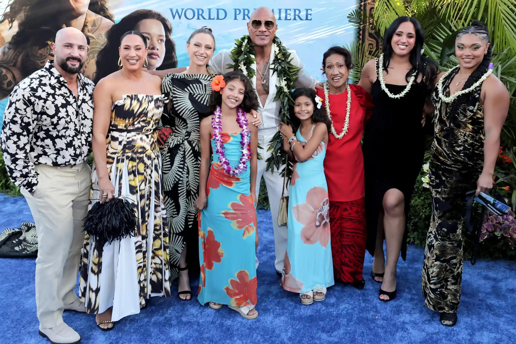 Dwayne Johnson family at Moana premiere
