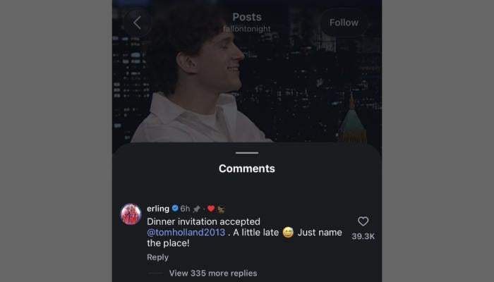 Erling Haaland responds to Tom Holland dinner invite amid FIFA 2026