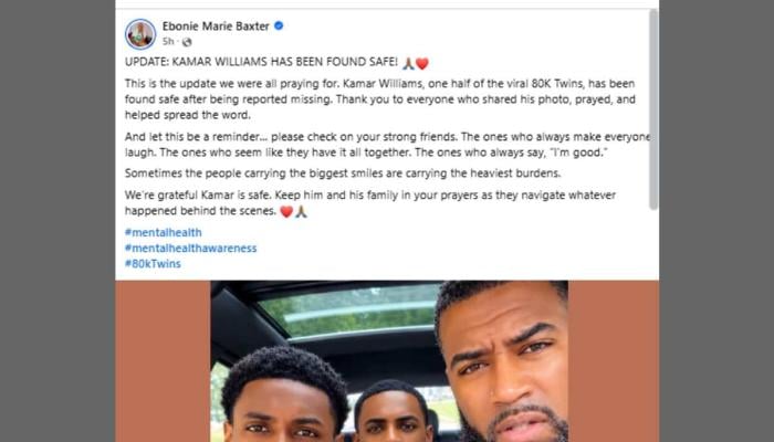 Kamar Williams is found safe after intense search for twin: More details